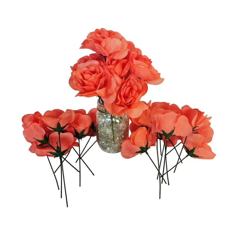 Artificial Coral Silk Roses 3